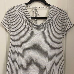 Maeve by Anthropologie Blue and White Striped Shirt Size Medium